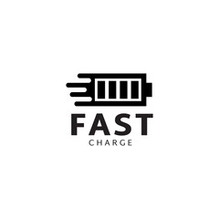Fast charging battery, Electric charge icon, Isolated on black background, Vector illustration