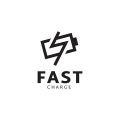 Fast charging battery, Electric charge icon, Isolated on black background, Vector illustration