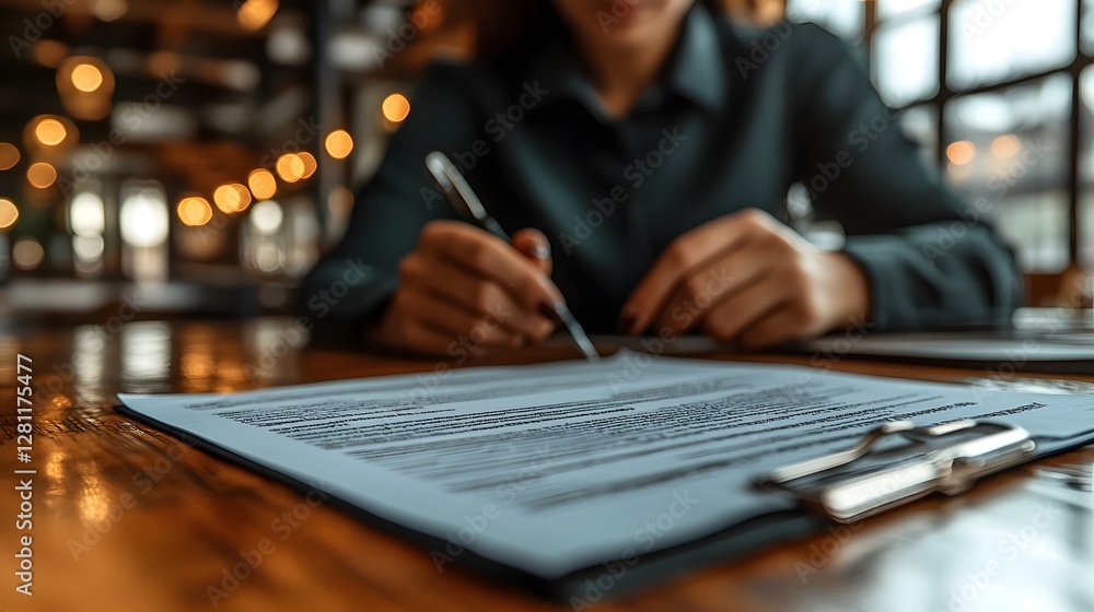 Aufkleber businessman intently focused on desk work contract negotiations and business related documentation a