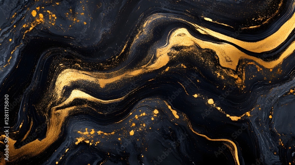Poster Captivating abstract art with a dynamic marble swirl pattern and shimmering golden accents creating a bold modern and visually striking design  This contemporary minimalist