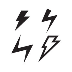 Lightning bolt icon isolated on white background.