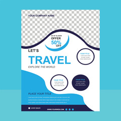 Travel flyer template with photo
