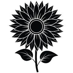 Sun flower silhouette icon isolated on white