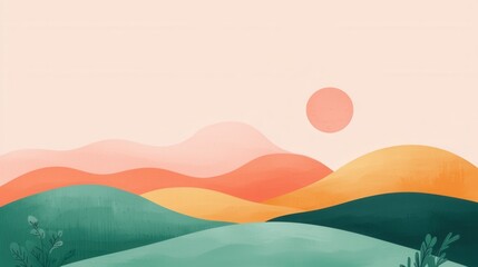 Fototapeta premium Serene Abstract Landscape with Gentle Hills and Soft Sunlight