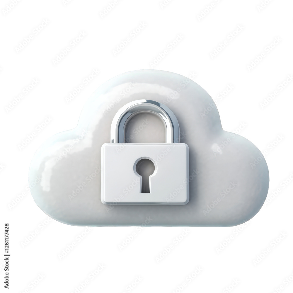 Poster copper lock protects files stored in folders, cloud data storage security concept
