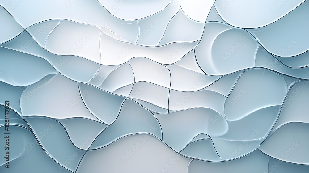 Poster Captivating abstract background featuring delicate interwoven waves and fluid geometric shapes in a cool calming color palette  Elegant minimal design with a sophisticated contemporary feel