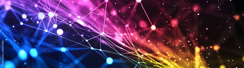 Aufkleber Captivating abstract background showcasing a dynamic network of dazzling fractal connections bursting with vibrant digital energy technological innovation