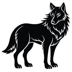 Wolf silhouette icon isolated on white