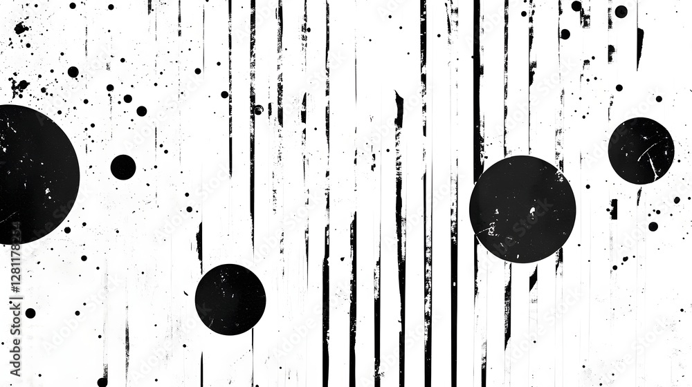 Poster Captivating abstract background with a mesmerizing pattern of dynamic black and white geometric shapes lines and dots  Minimalist modern and visually striking contemporary digital art design