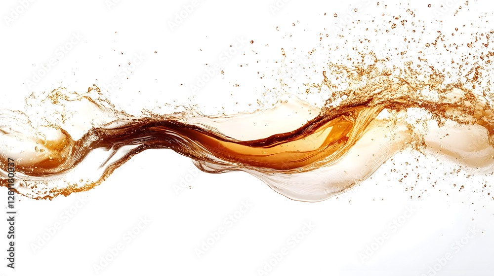 Poster Captivating Abstract Brown Liquid Splash and Wave Motion Backdrop  A dynamic and energetic visual representation of fluid movement featuring a swirling