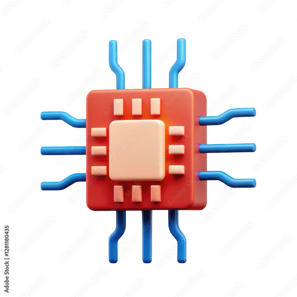 Aufkleber colorful microchip with colorful wires for technology and electronics concepts