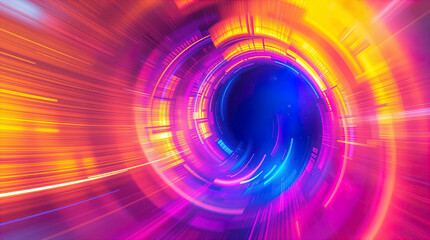 Obraz premium abstract astral corridor-portal with bright neon light effects, spirals of light