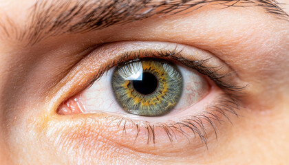 Obraz premium A close-up of a human eye showcasing its intricate patterns, colors, and details, emphasizing the beauty and complexity of vision.
