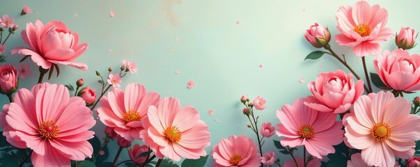 Retro spring flowers design in soft hues for an elegant vintage background, background, elegant