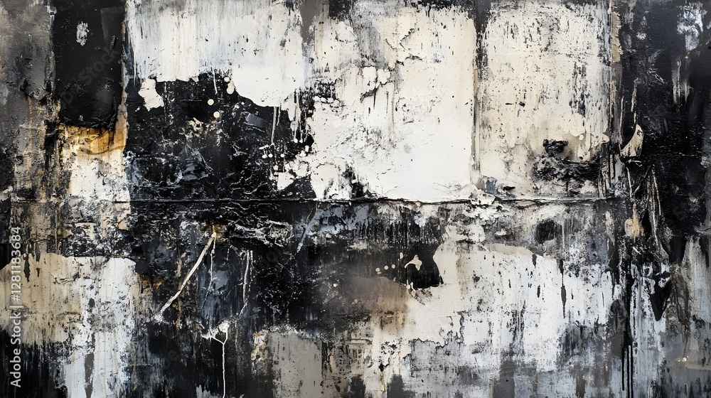 Poster captivating abstract grunge painting with dramatic textures and moody atmosphere