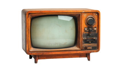 Old retro TV set isolated on white background