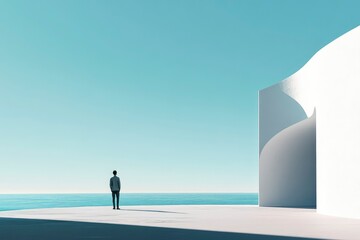Obraz premium business man standing on the roof
