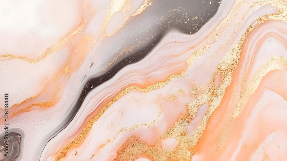 Aufkleber captivating abstract marble texture background with shimmering gold pink and gray fluid patterns lux