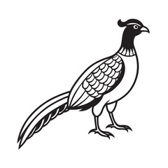 Green pheasant silhouette, vibrant bird vector illustration