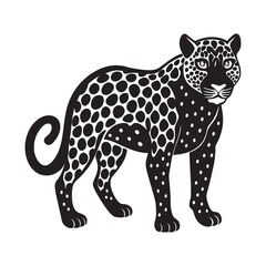 jaguar silhouette, big cat, vector illustration, wild animal, black silhouette, predator, jungle cat, carnivore, wildlife, stock illustration, exotic species, nature icon, digital art, carnivorous