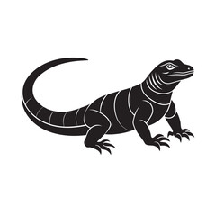 Wild reptile Komodo dragon silhouette illustration