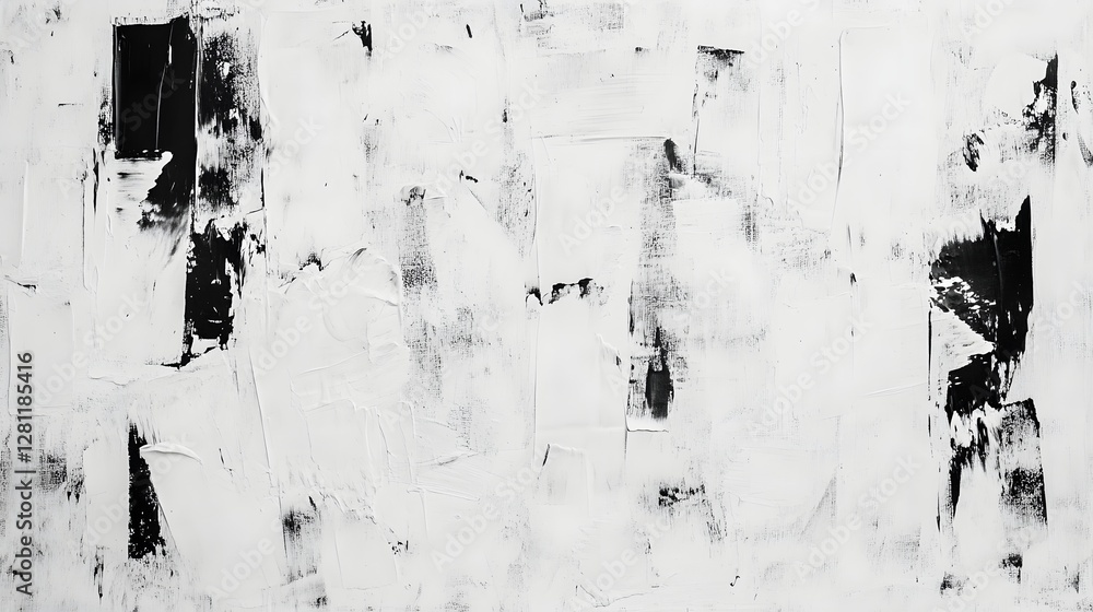 Poster captivating abstract monochromatic artwork with dramatic brush strokes and expressive textures