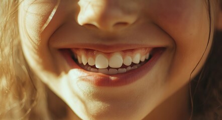 Missing Teeth. Care and Cheerful Smile of Beautiful Daughter