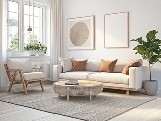Interior design of a modern and minimalist living room