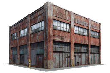 Old red brick warehouse in the Netherlands with windows and urban architecture