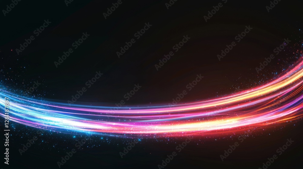 Poster the concept of optical cables and high-speed internet is represented by data speed lines on a dark b
