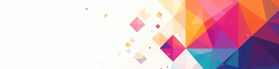 Fototapeta premium Vibrant geometric shapes in various colors on a white background, geometry, design