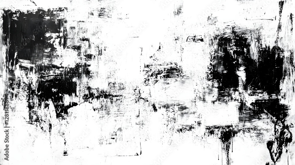 Aufkleber captivating abstract monochrome painting with expressive strokes and splatters of ink
