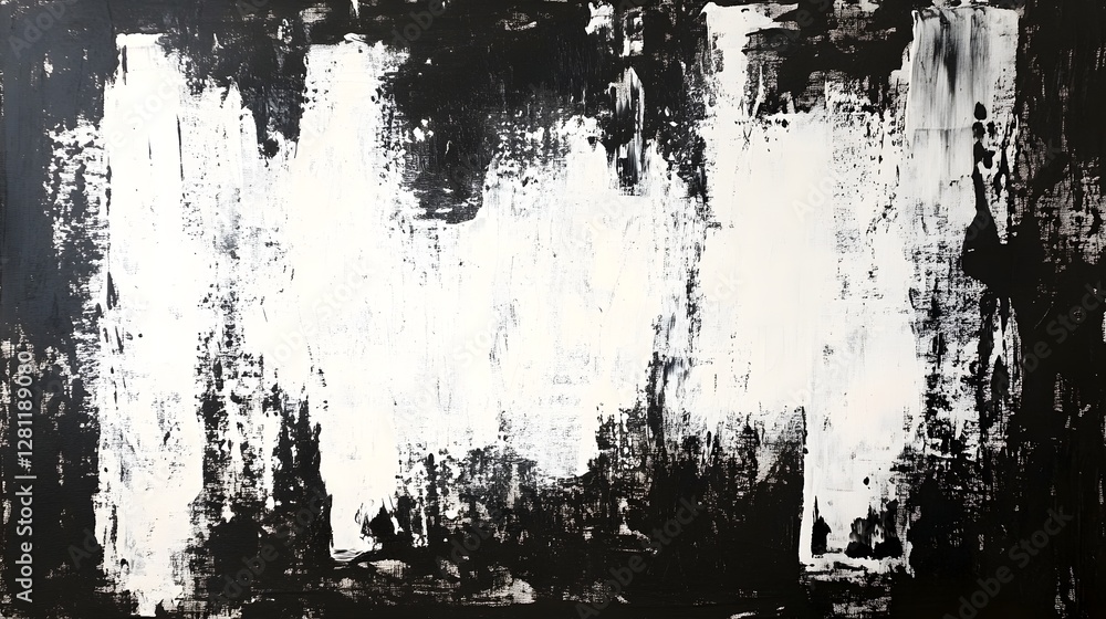 Poster captivating abstract monochrome painting with expressive brush strokes and fluid textures