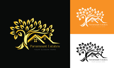 Luxury Real Estes gold color logo template
