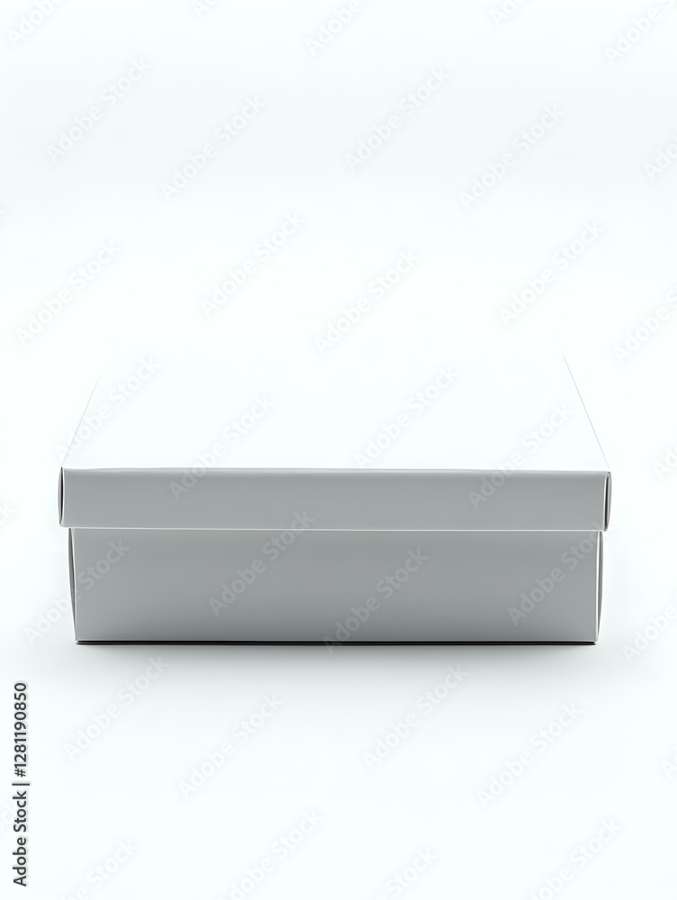 Poster gray rectangular box with lid on white background, isolated product packaging mockup for design pres