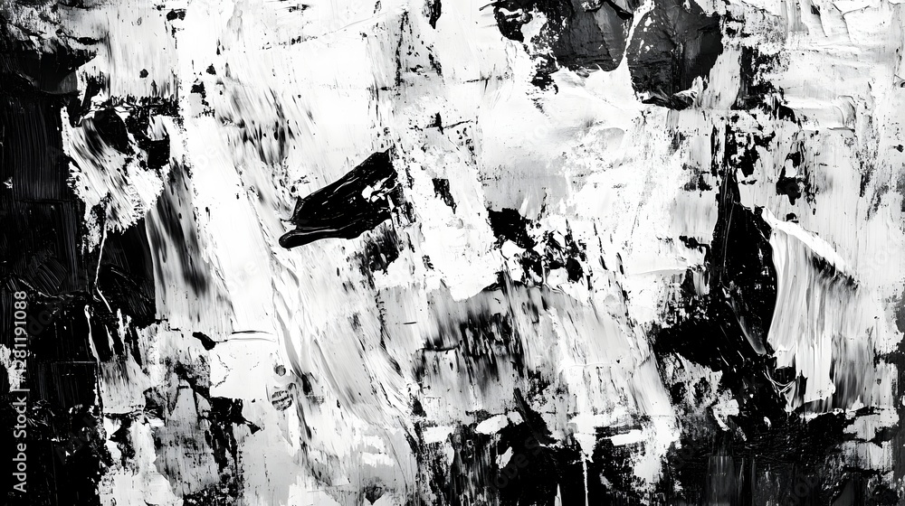 Poster captivating abstract monochrome texture with expressive paint strokes and splatters