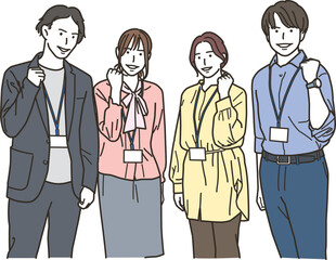 ガッツポーズをする男女のビジネスパーソン