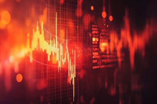 Gr&aacute;fico de audio vibrante en tonos c&aacute;lidos, representando ondas sonoras en un entorno digital.