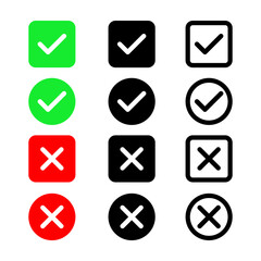 Vector illustration of rIght and wrong icon set isolated on transparent background