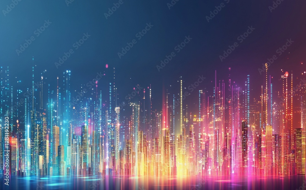 Poster a futuristic representation of data streams and network connections within cyberspace