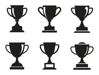 Trophy cup icon set. Victory cup vector, trophy silhouette, Prize, Winner Icon