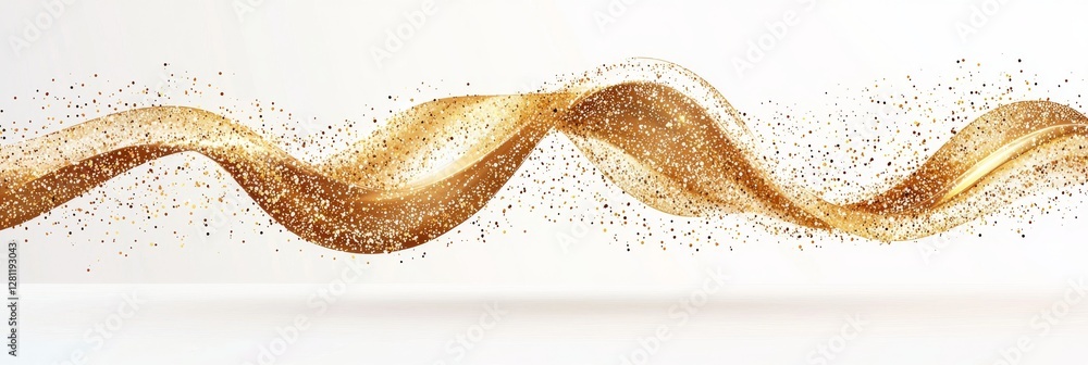 Poster a png file featuring an isolated gold dust swirl object with an elegant design on a transparent back