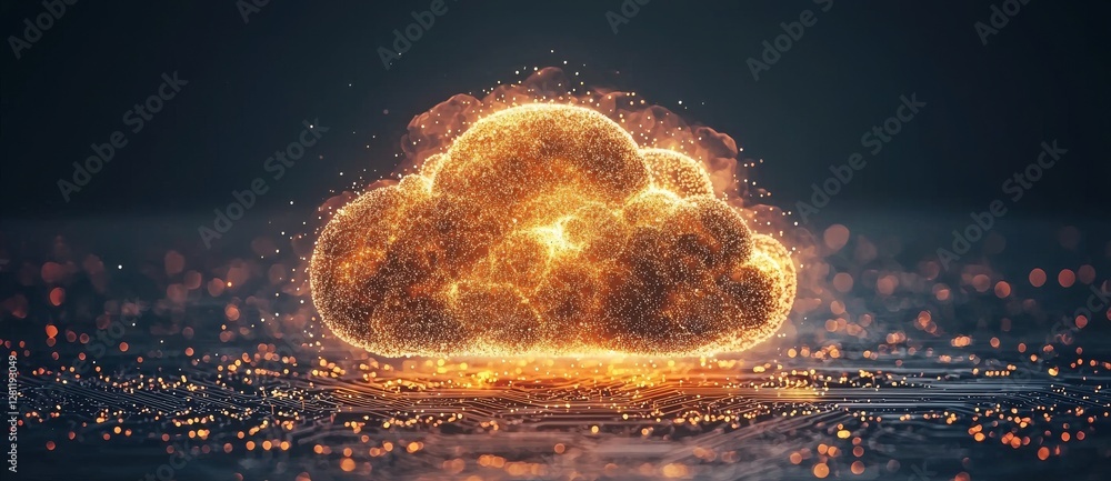 Poster innovative technology serves as the background for the concept of cloud and edge computing and smart