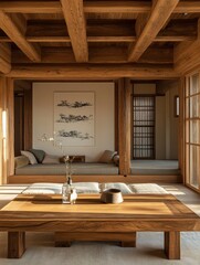 Beautiful wooden beams make this indoor space appear warm