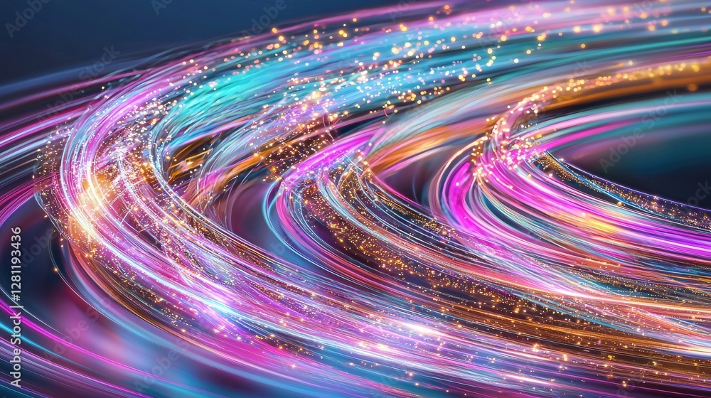 Poster light pulses racing across circuits serve as the visual representation of digital data transfer tech