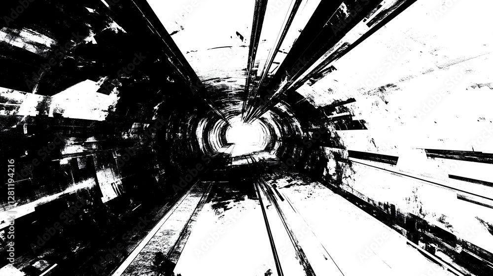 Aufkleber Captivating and immersive abstract image featuring a mesmerizing tunnel like vortex filled with swirling kaleidoscopic fractal patterns and psychedelic visual effects