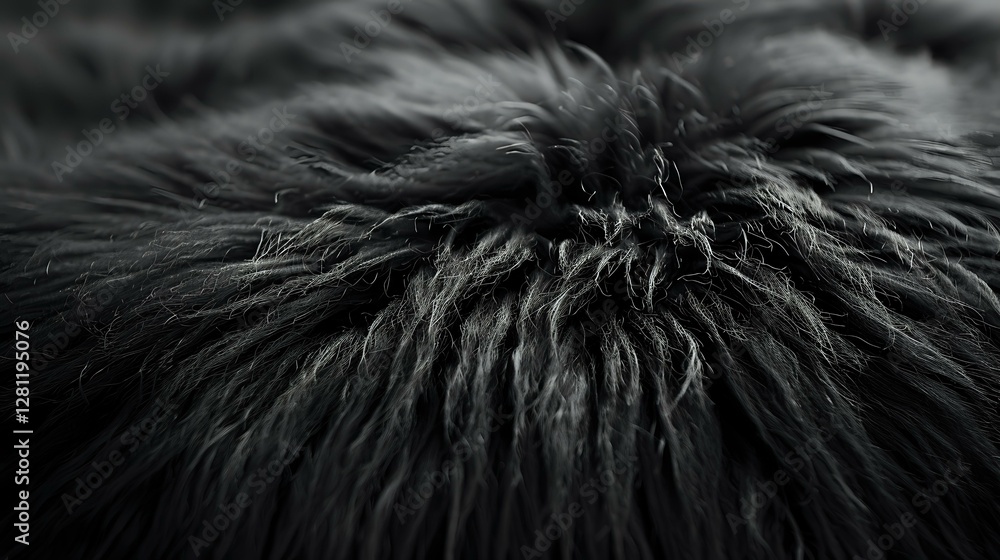 Poster black and white macro photograph of soft animal fur texture showing detailed strands and fibers in d