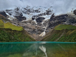 Humantay Lake during a Rainy Day in March, Cusco, Peru, Nature Stock Photo