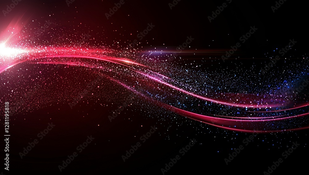 Poster a stock image of digital cyberspace, complete with particles and a digital data network background