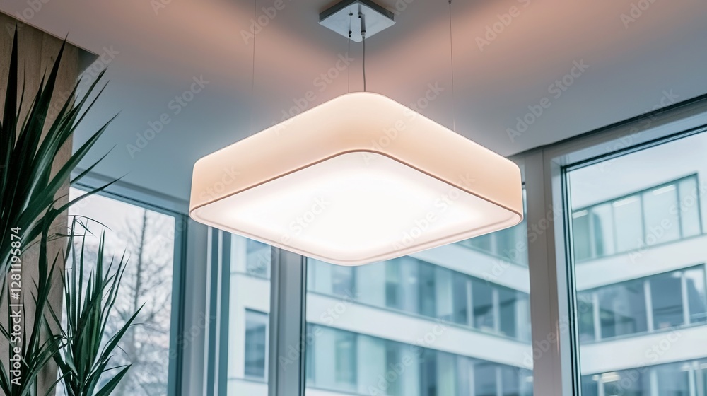 Poster the suspended ceiling is composed of square plasterboard slabs equipped with builtin round led light